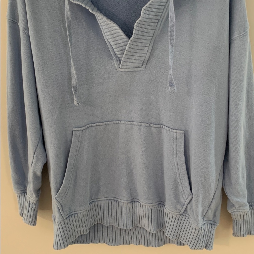 Aerie Down To Earth Henley Hoodie Light Blue Size Small Oversized Cozy Lounge - Picture 4 of 9